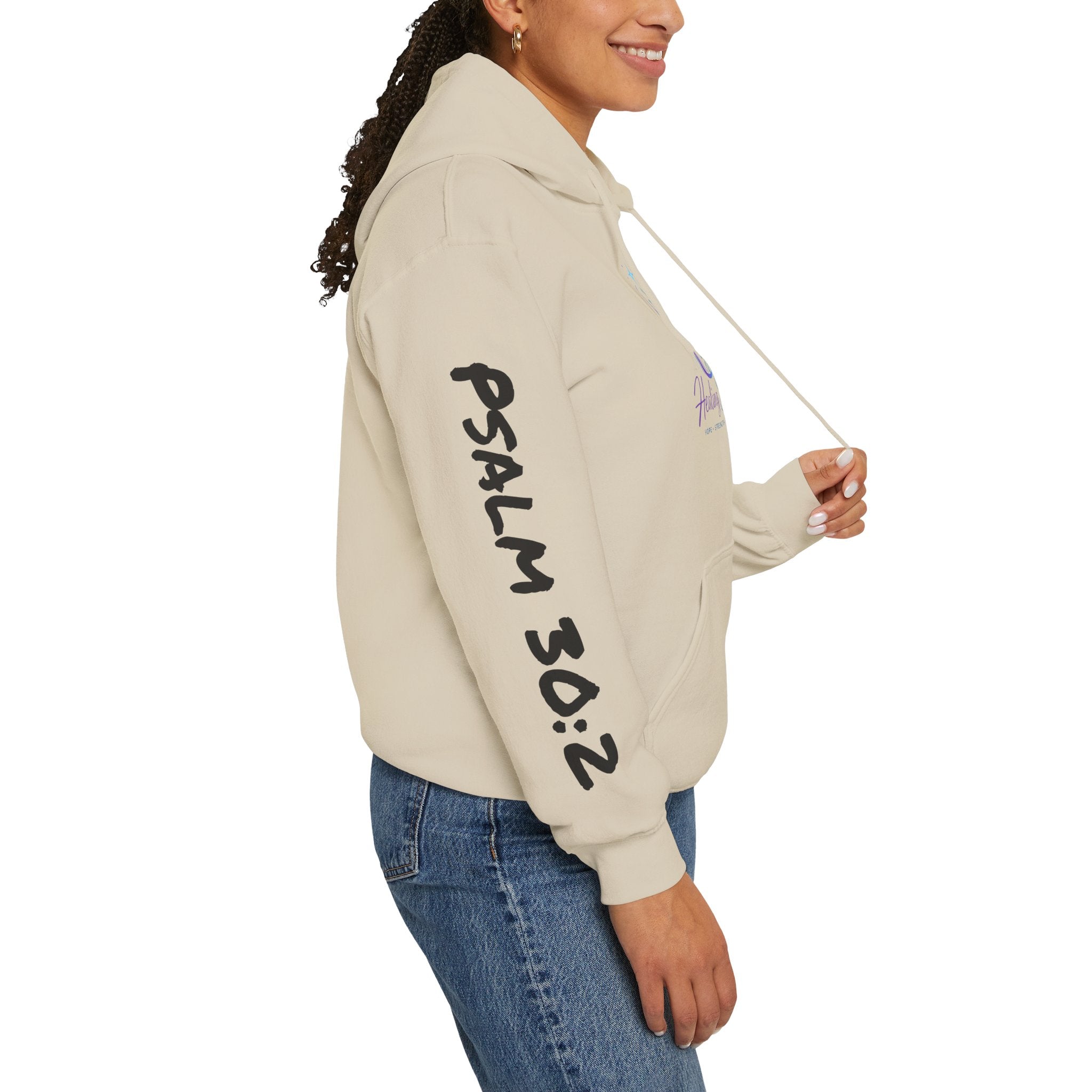 Hoodie — Healing Stars Logo with "Psalm 30:2" Sleeve Faith Pullover