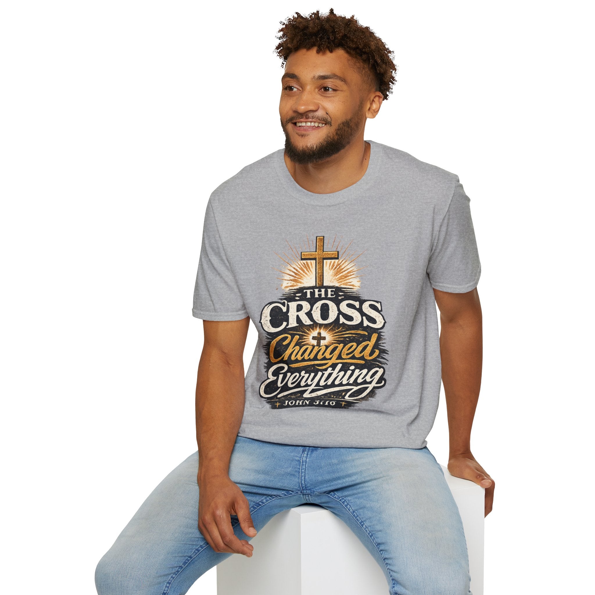 The Cross Changed Everything T‑Shirt — Christian Faith Graphic Tee (John 3:16)