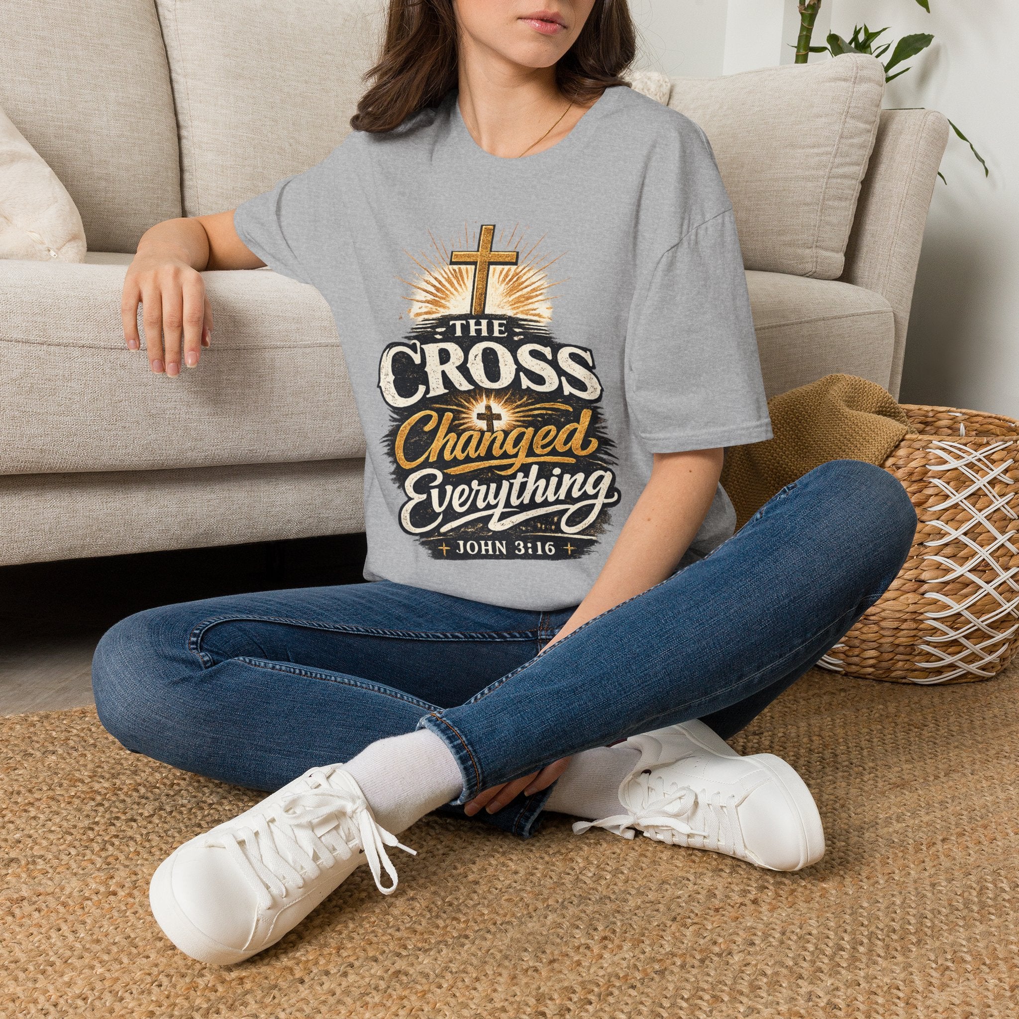 The Cross Changed Everything T‑Shirt — Christian Faith Graphic Tee (John 3:16)