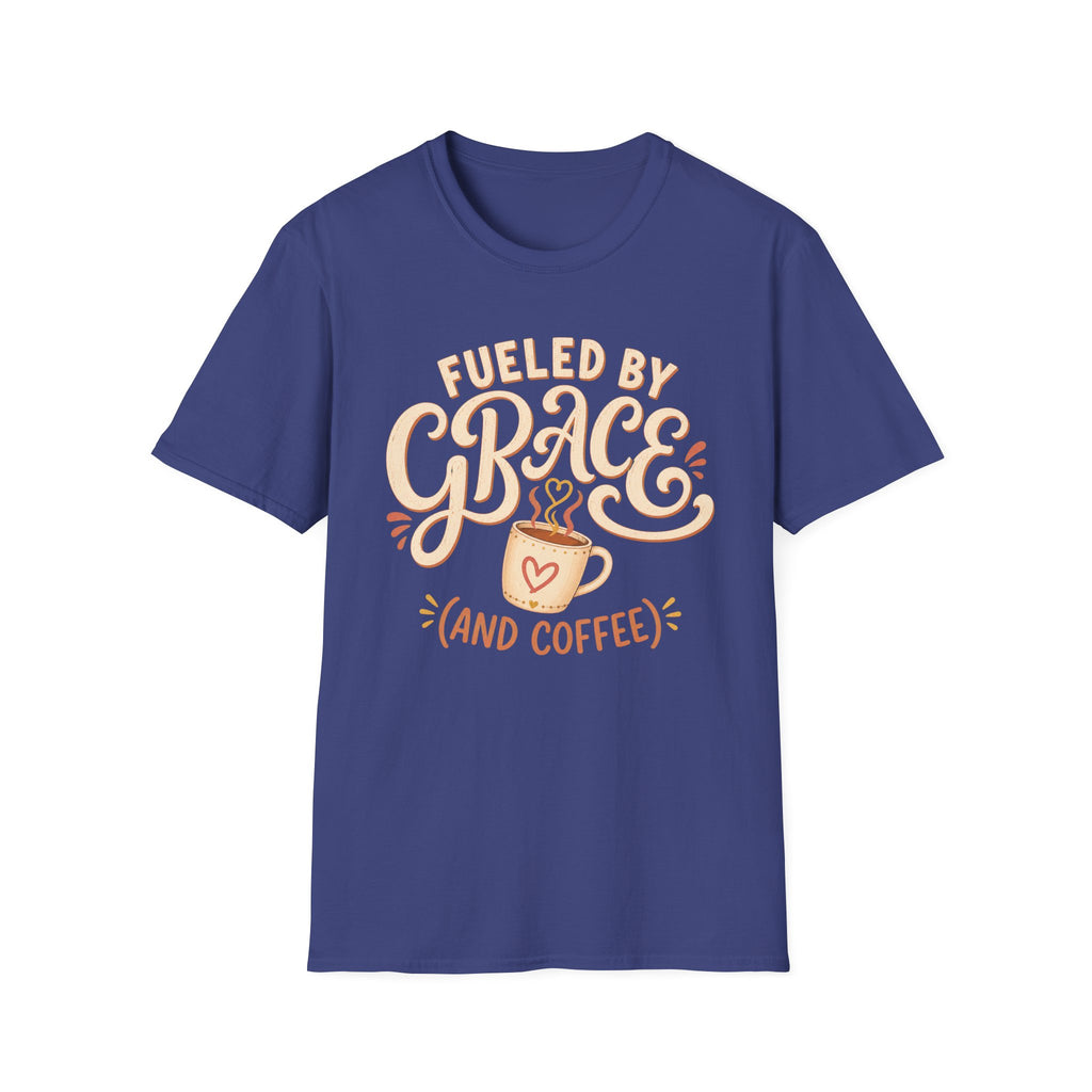 Fueled by Grace and Coffee T-Shirt — Inspirational Christian Coffee Tee