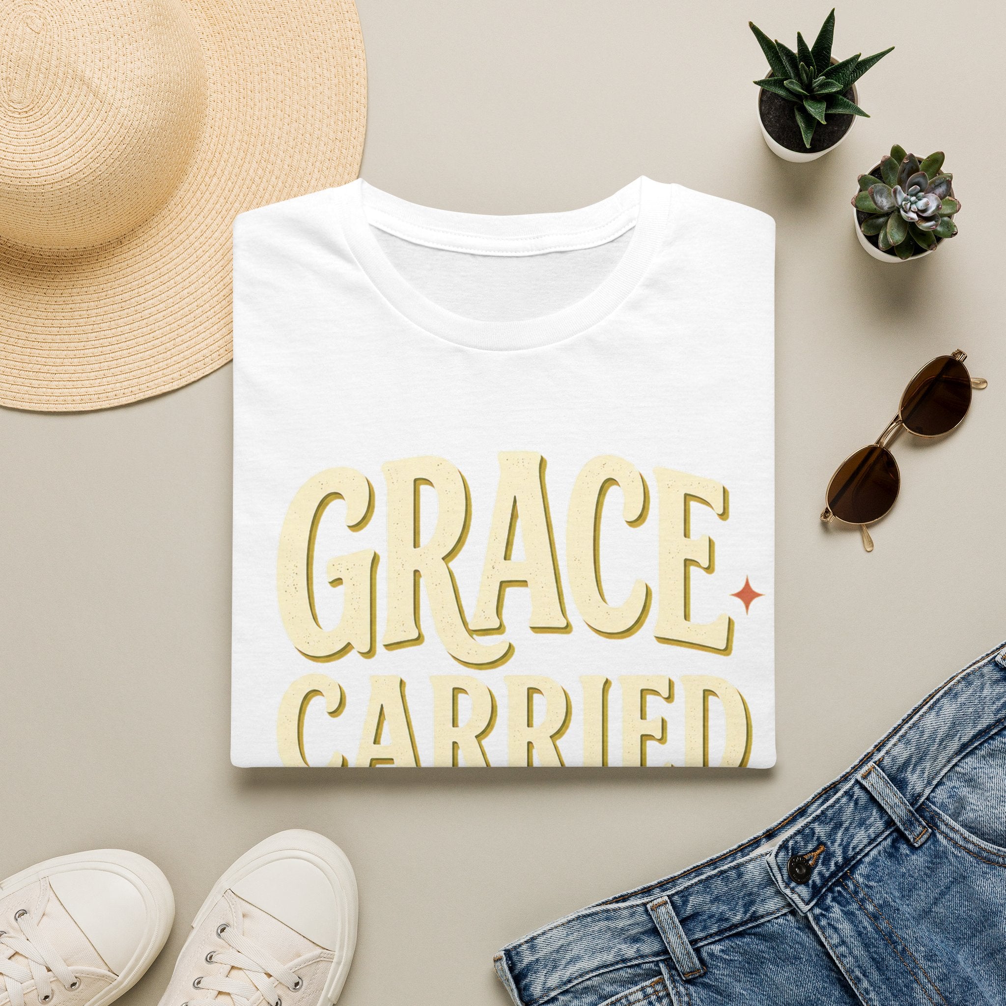 Grace Carried Me Here T-Shirt — Inspirational Christian Faith Tee (2 Corinthians 12:9)