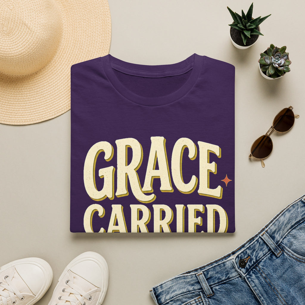 Grace Carried Me Here T-Shirt — Inspirational Christian Faith Tee (2 Corinthians 12:9)