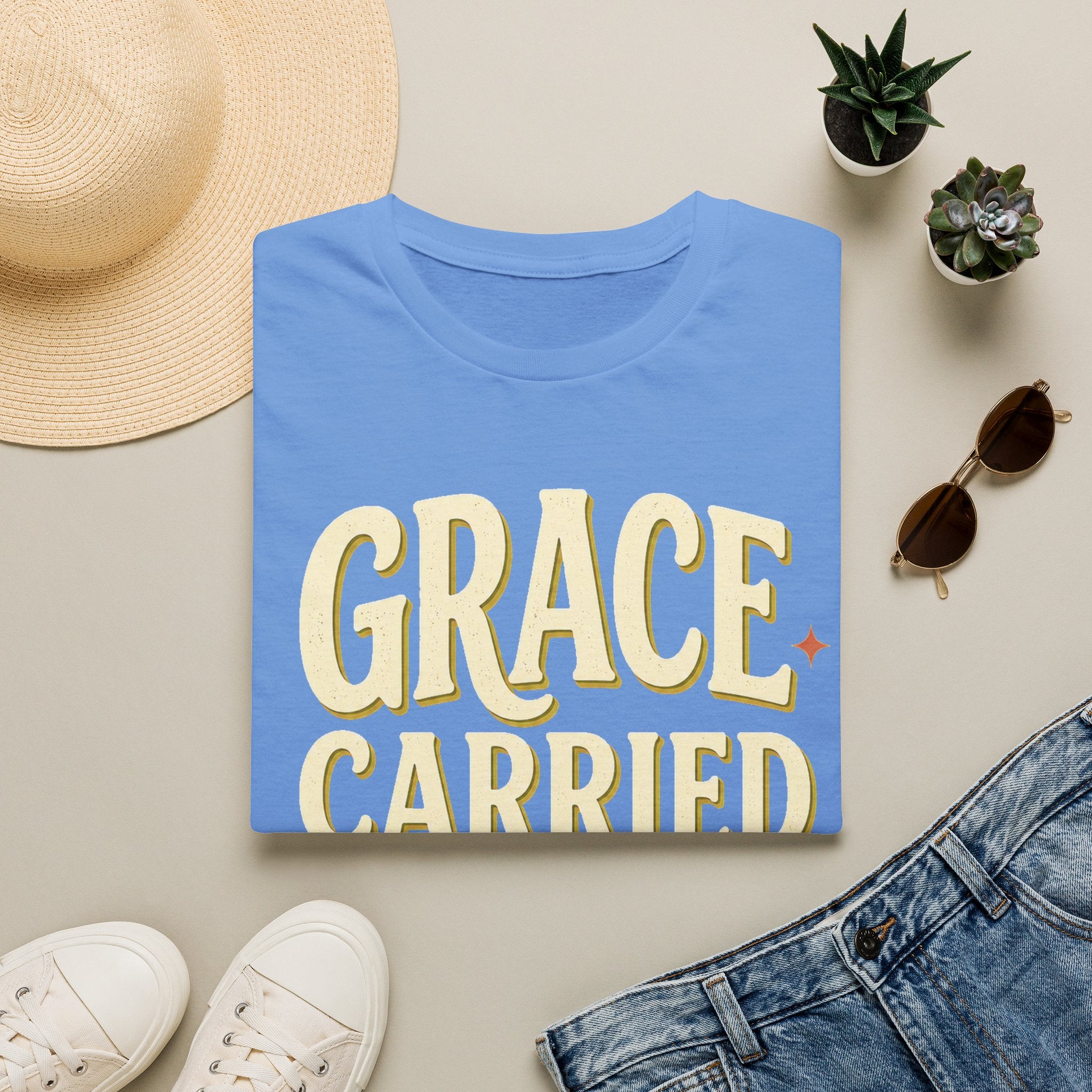 Grace Carried Me Here T-Shirt — Inspirational Christian Faith Tee (2 Corinthians 12:9)