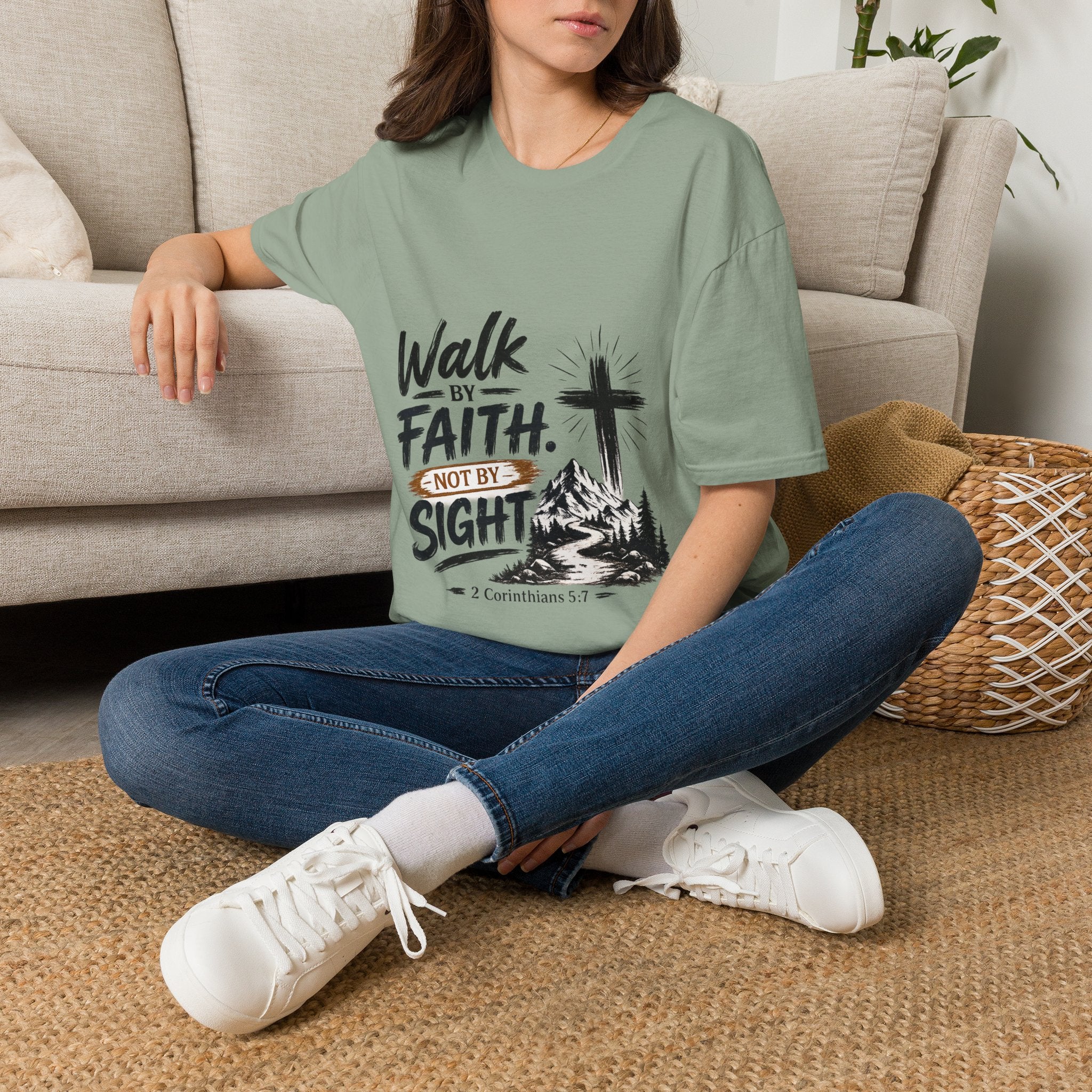 Faith T-Shirt — "Walk by Faith, Not by Sight" Christian Graphic Tee