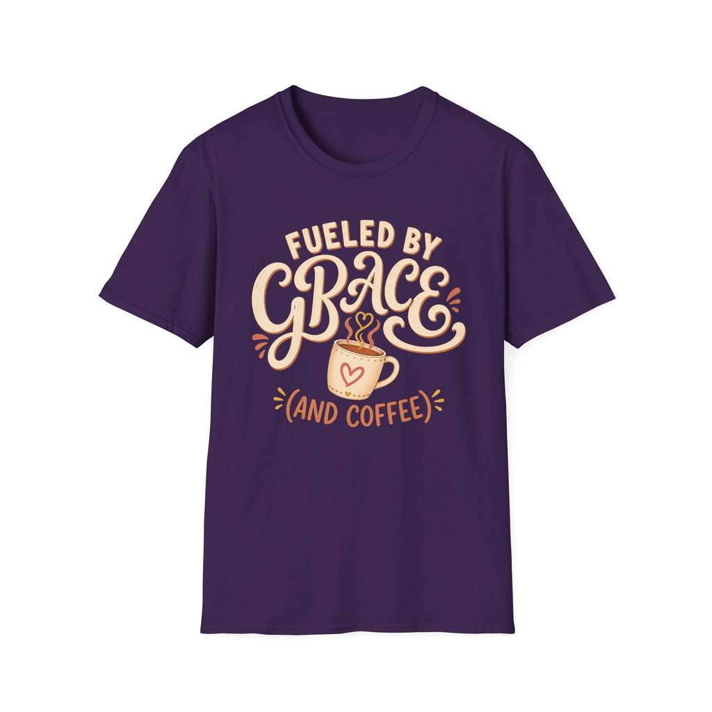 Fueled by Grace and Coffee T-Shirt — Inspirational Christian Coffee Tee