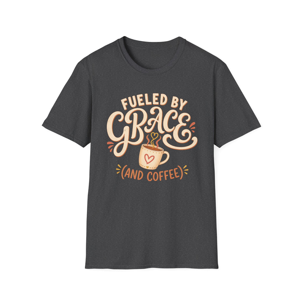 Fueled by Grace and Coffee T-Shirt — Inspirational Christian Coffee Tee