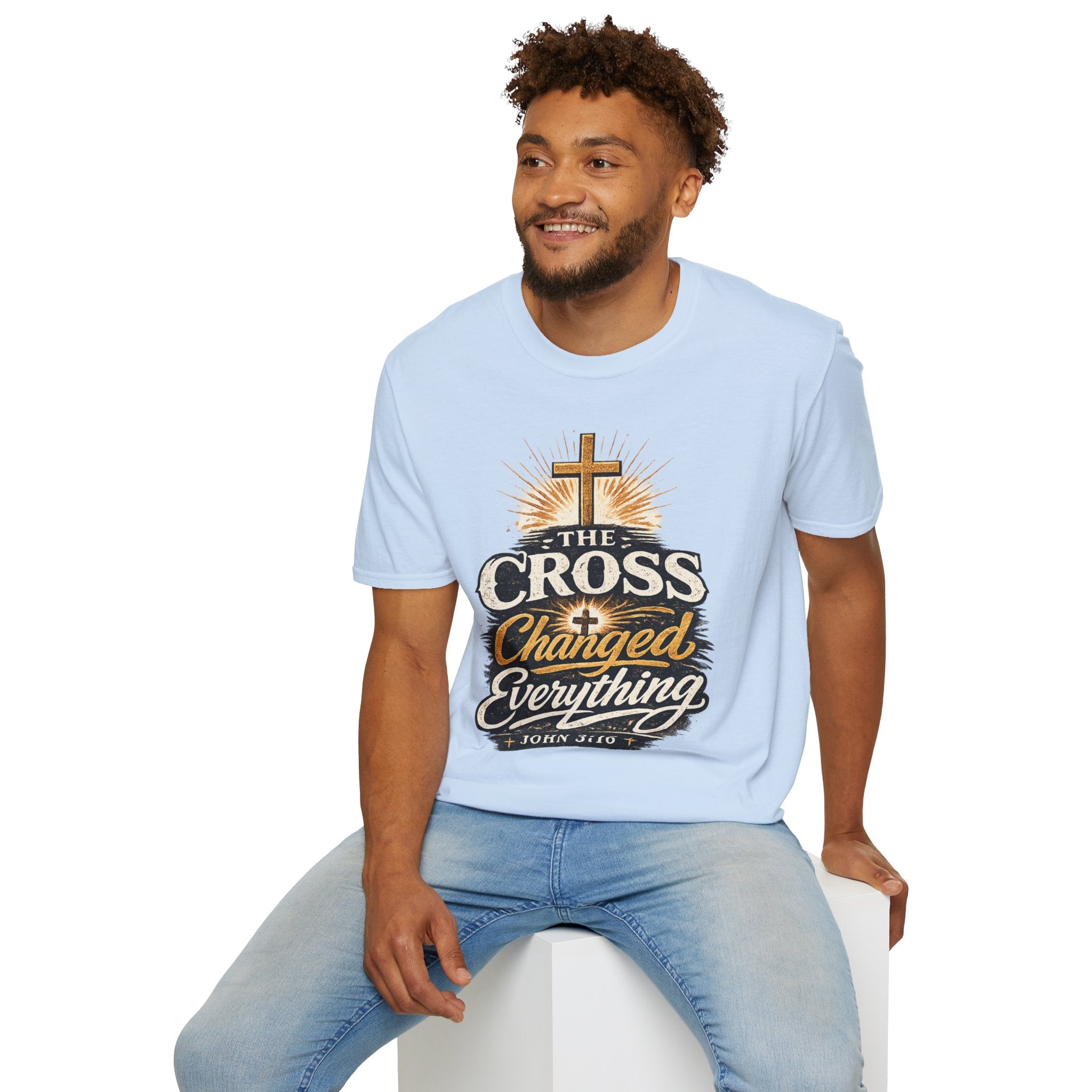 The Cross Changed Everything T‑Shirt — Christian Faith Graphic Tee (John 3:16)