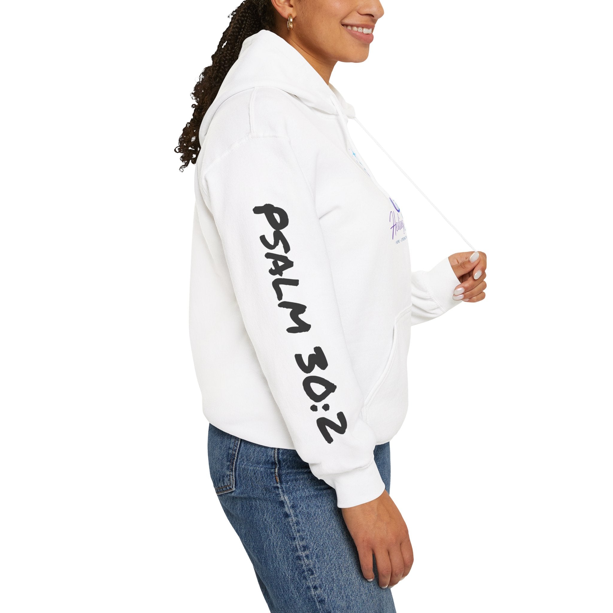 Hoodie — Healing Stars Logo with "Psalm 30:2" Sleeve Faith Pullover