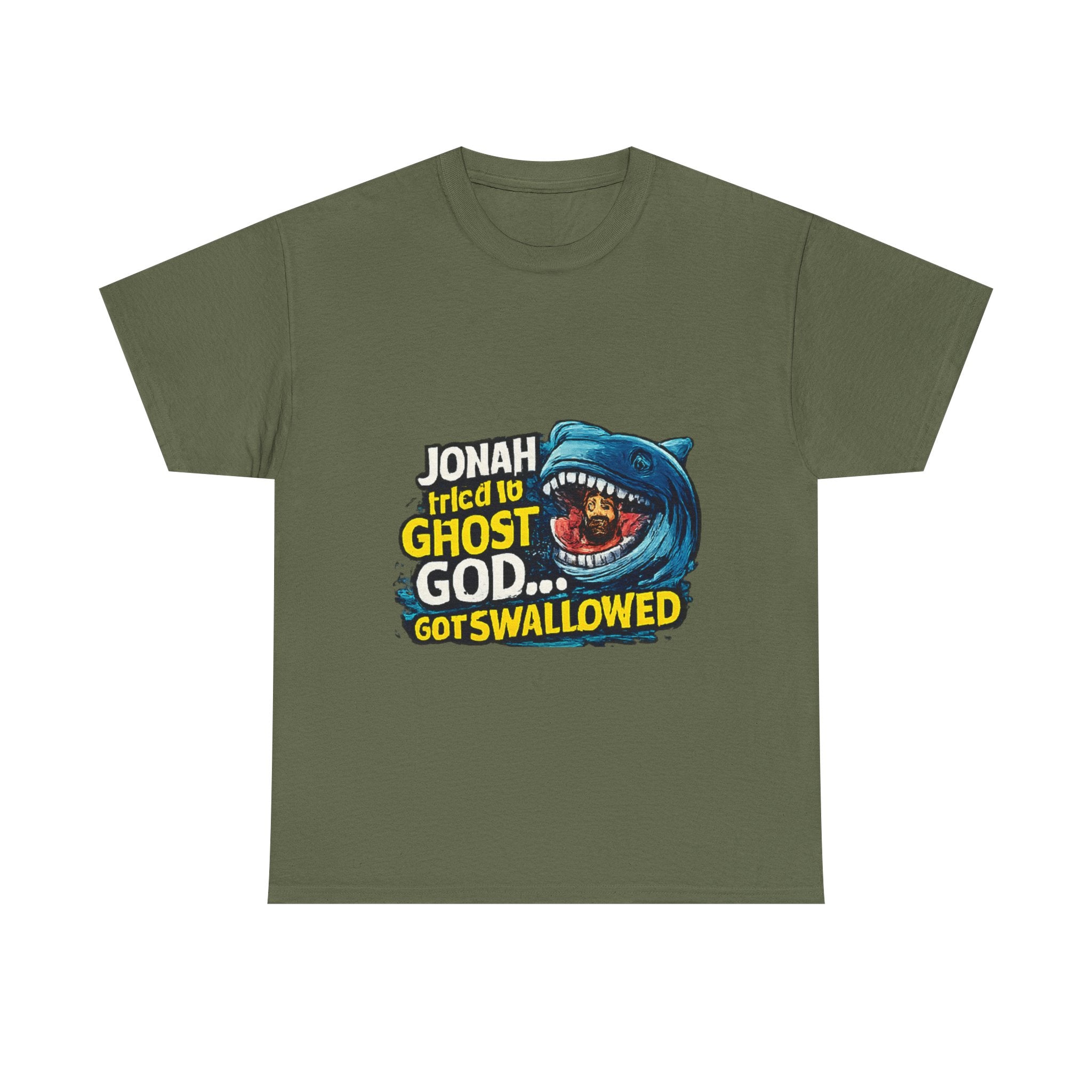 Jonah and the Whale Graphic Tee — "Jonah Tried to Ghost God... Got Swallowed"