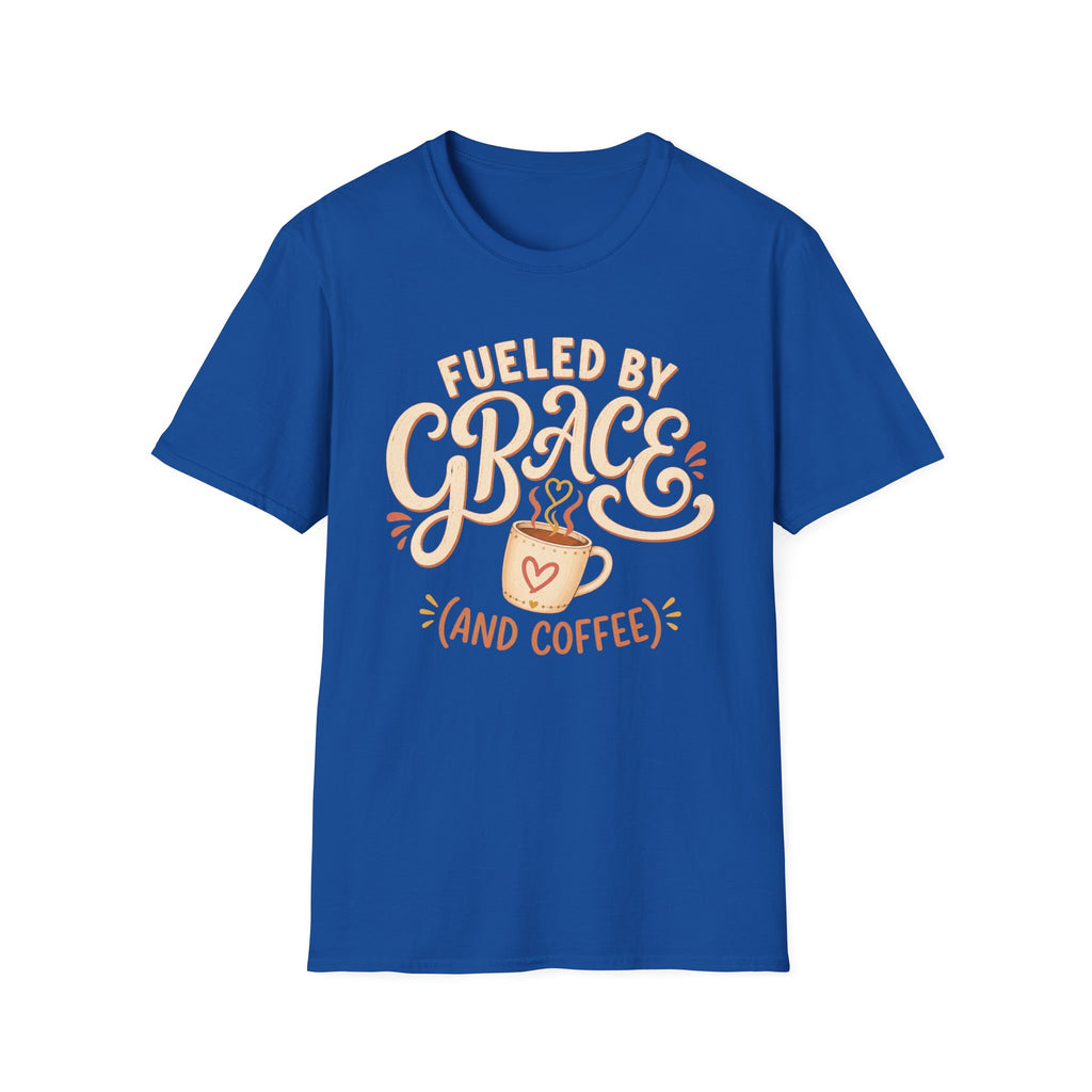 Fueled by Grace and Coffee T-Shirt — Inspirational Christian Coffee Tee