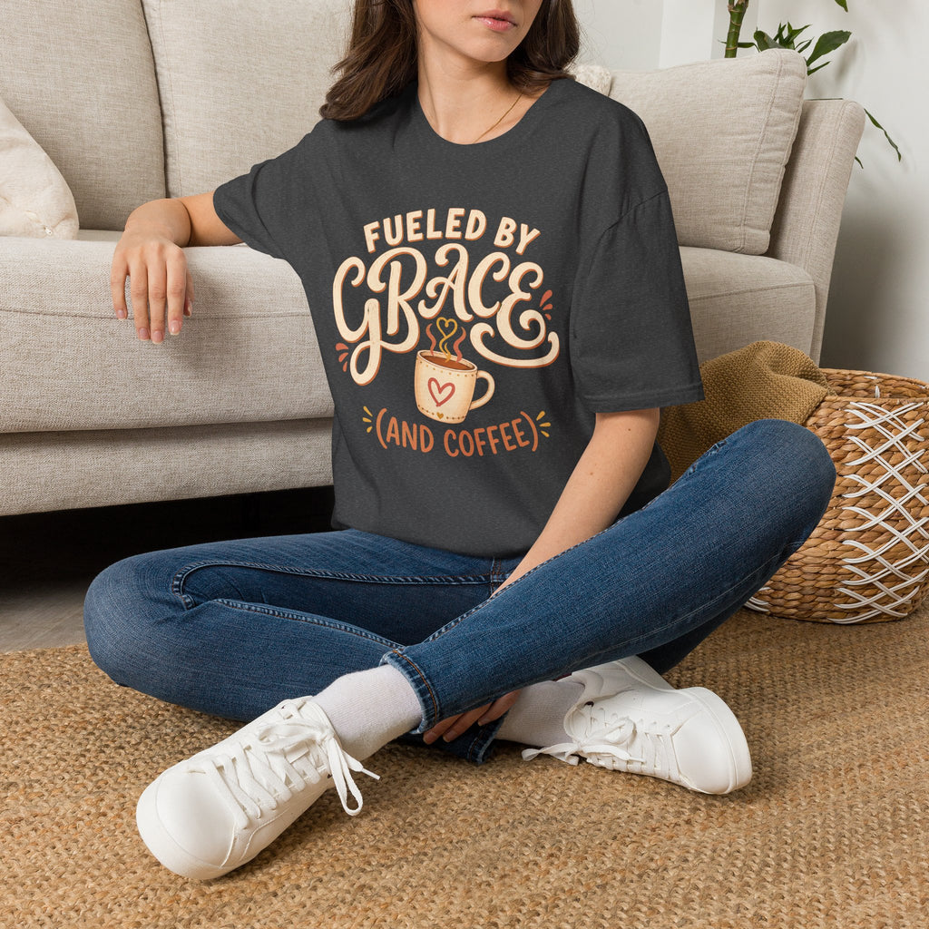 Fueled by Grace and Coffee T-Shirt — Inspirational Christian Coffee Tee