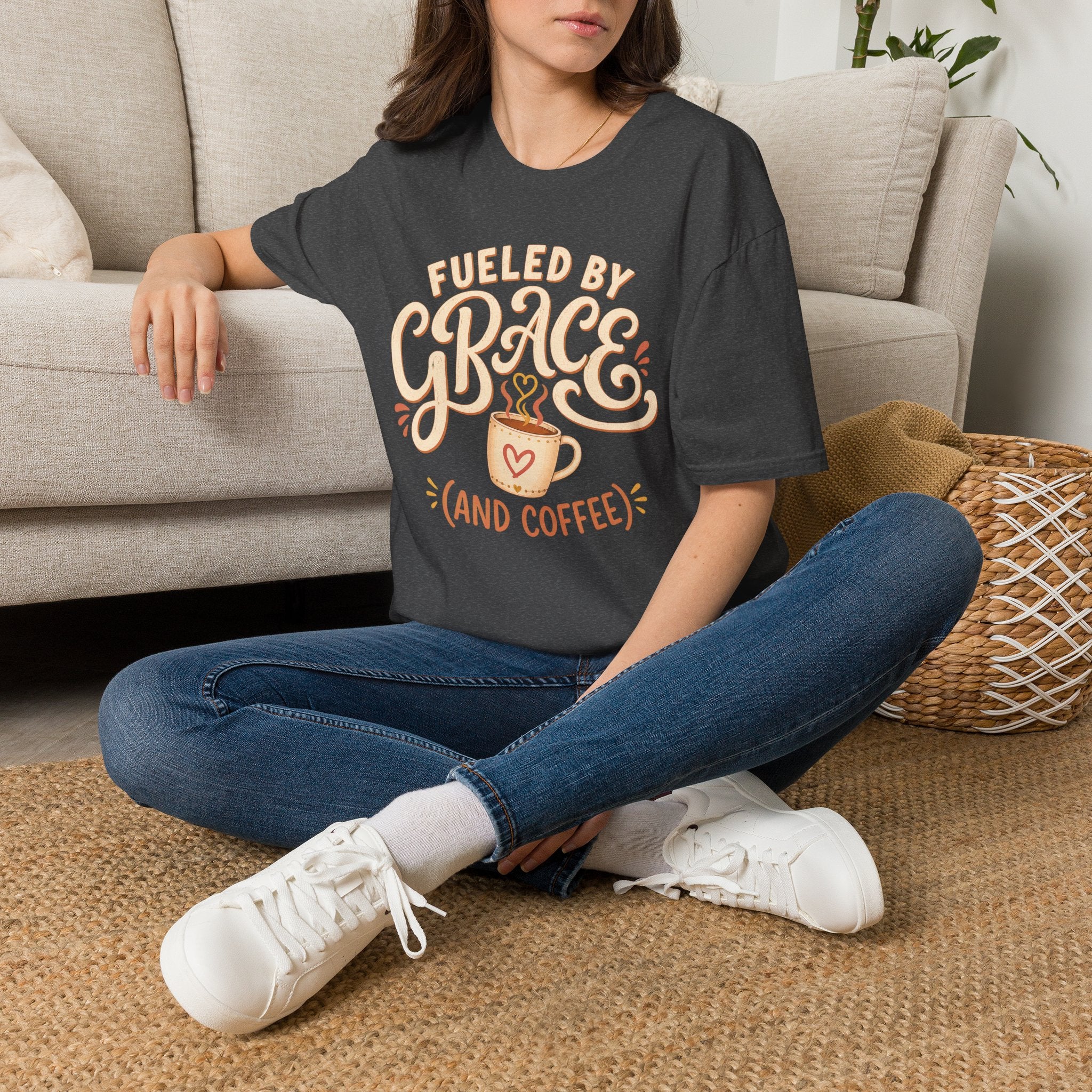Fueled by Grace and Coffee T-Shirt — Inspirational Christian Coffee Tee
