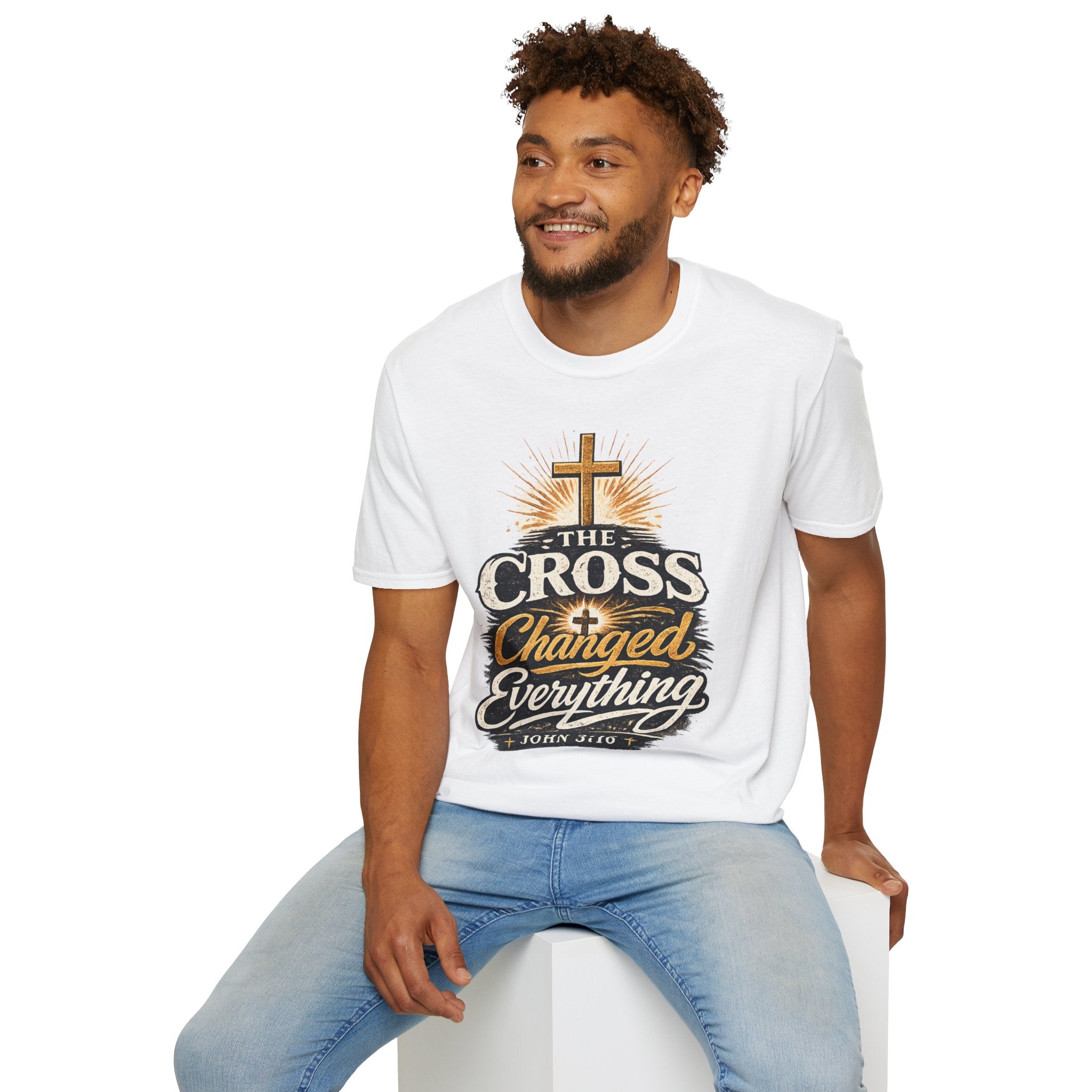 The Cross Changed Everything T‑Shirt — Christian Faith Graphic Tee (John 3:16)