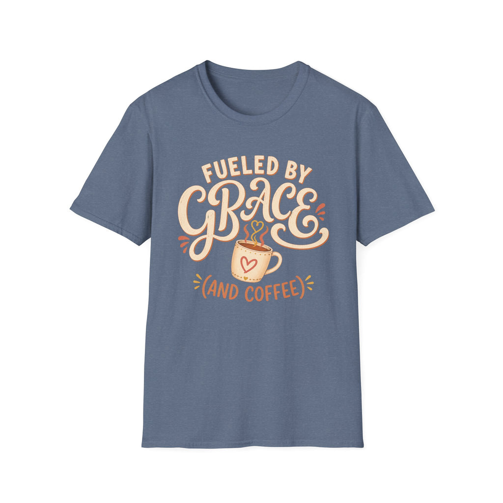 Fueled by Grace and Coffee T-Shirt — Inspirational Christian Coffee Tee