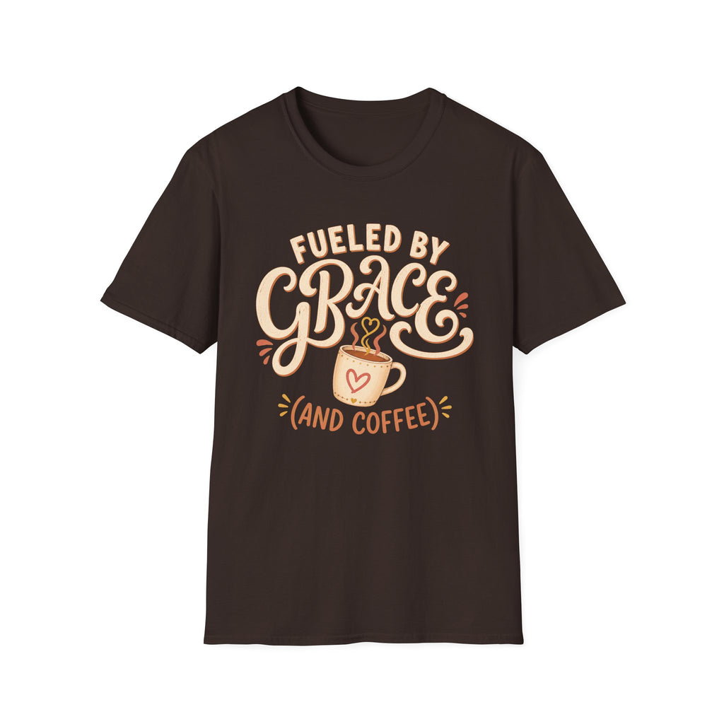 Fueled by Grace and Coffee T-Shirt — Inspirational Christian Coffee Tee