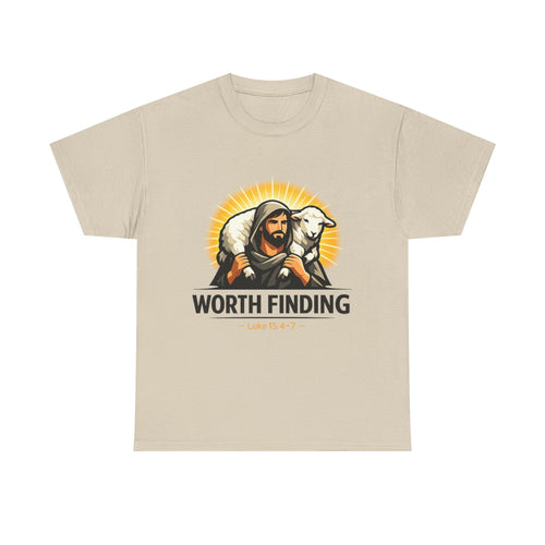 Christian 'Worth Finding' Tee – Good Shepherd Lamb Design (Luke 19:10)