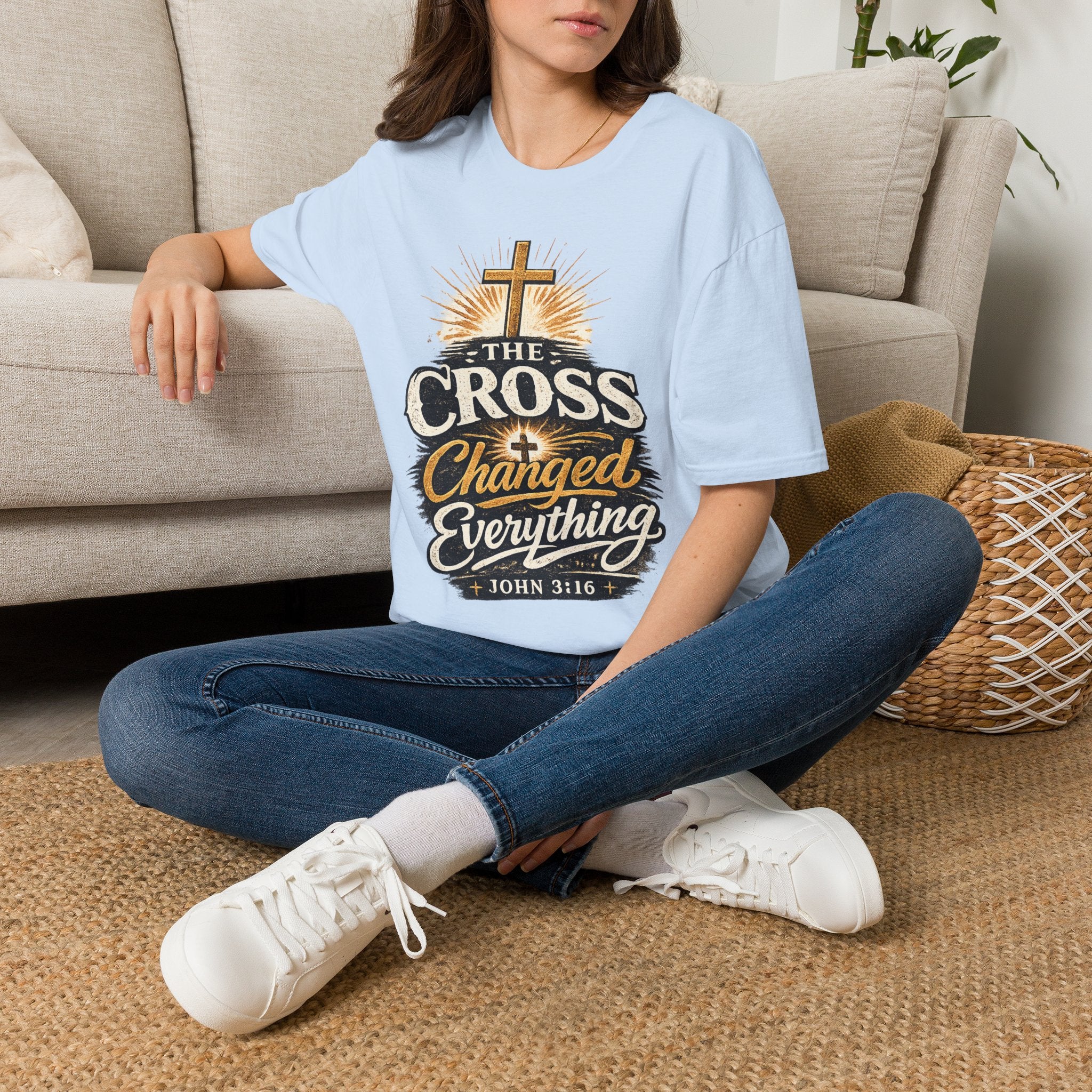 The Cross Changed Everything T‑Shirt — Christian Faith Graphic Tee (John 3:16)