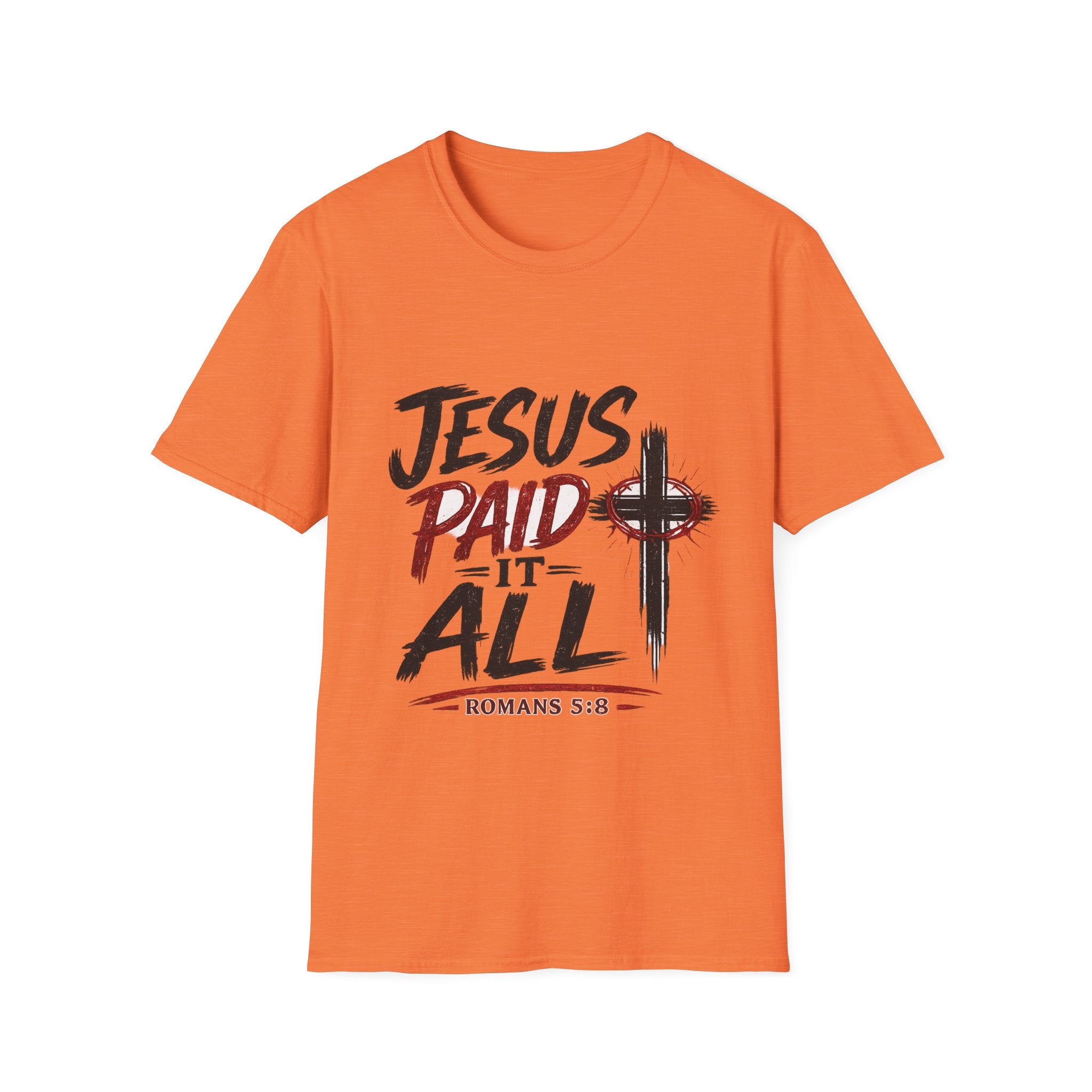 Jesus Paid It All T-Shirt — Christian Faith Cross Tee (Romans 5:8)